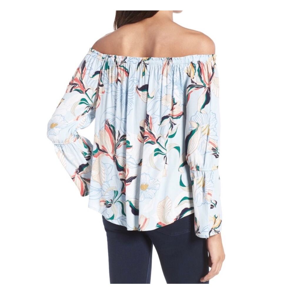 NWT Cupcake & Cashmere Bendita Floral Off Shoulder Top Size Large Blue - Picture 2 of 11